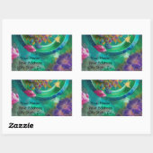 Sticker Rectangulaire Aqua Floral Jardin sous-marin Abstrait (Feuille)