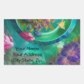 Sticker Rectangulaire Aqua Floral Jardin sous-marin Abstrait (Devant)