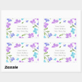 Sticker Rectangulaire Aqua Periwinkle Purple Aquarelle tiges (Feuille)
