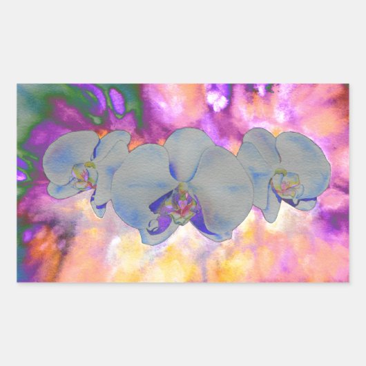 Sticker Rectangulaire Aquarelle Abstraite orchidées tropicales (Devant)