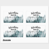 Sticker Rectangulaire Aquarelle aventure Baby shower forestier rustique (Feuille)
