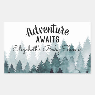 Sticker Rectangulaire Aquarelle aventure Baby shower forestier rustique