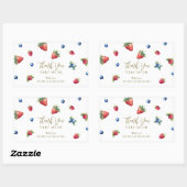 Sticker Rectangulaire Aquarelle Berry Baby shower doux Merci (Feuille)