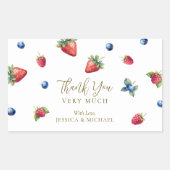 Sticker Rectangulaire Aquarelle Berry Baby shower doux Merci (Devant)