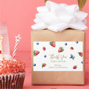 Sticker Rectangulaire Aquarelle Berry Baby shower doux Merci