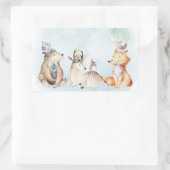 Sticker Rectangulaire Aquarelle Boho Ours Rustique Animaux Baby shower (Sac)