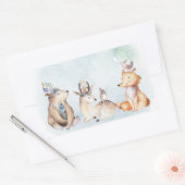 Sticker Rectangulaire Aquarelle Boho Ours Rustique Animaux Baby shower (Enveloppe)