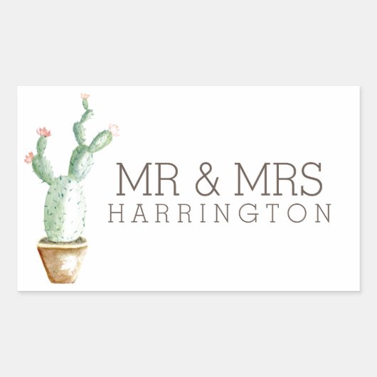Sticker Rectangulaire Aquarelle Cactus | M. & Mme (Devant)