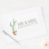 Sticker Rectangulaire Aquarelle Cactus | M. & Mme (Enveloppe)