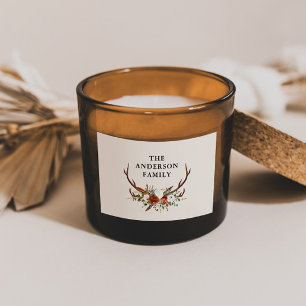 Sticker Rectangulaire aquarelle cerf floral terracotta moderne élégant