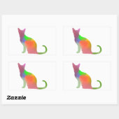 Sticker Rectangulaire Aquarelle Chat Silhouette (Feuille)