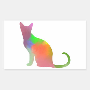 Sticker Rectangulaire Aquarelle Chat Silhouette