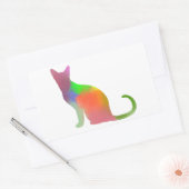 Sticker Rectangulaire Aquarelle Chat Silhouette (Enveloppe)