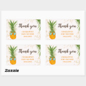 Sticker Rectangulaire Aquarelle d'ananas mignonne merci baby shower (Feuille)