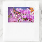 Sticker Rectangulaire Aquarelle de fleur d'orchidée rose violet (Sac)