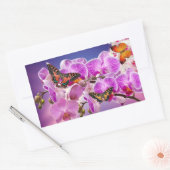 Sticker Rectangulaire Aquarelle de fleur d'orchidée rose violet (Enveloppe)