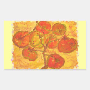 Sticker Rectangulaire aquarelle de la grappe de tomates