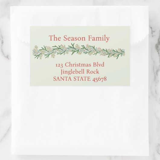 Sticker Rectangulaire Aquarelle de Noël Garland (Sac)