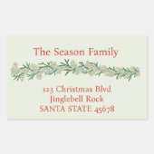 Sticker Rectangulaire Aquarelle de Noël Garland (Devant)