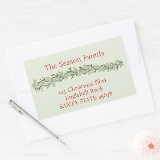 Sticker Rectangulaire Aquarelle de Noël Garland (Enveloppe)