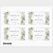 Sticker Rectangulaire Aquarelle de Terre verte Mariage personnalisé (Feuille)