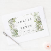 Sticker Rectangulaire Aquarelle de Terre verte Mariage personnalisé (Enveloppe)