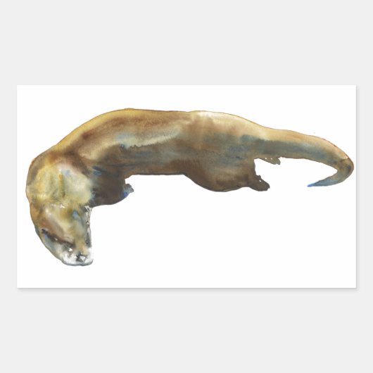 Sticker Rectangulaire Aquarelle d'or sur papier (Devant)