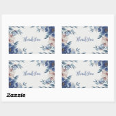 Sticker Rectangulaire Aquarelle douce Floral bleu (Feuille)