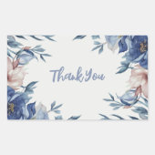 Sticker Rectangulaire Aquarelle douce Floral bleu (Devant)