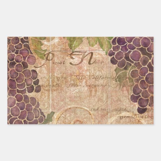 Sticker Rectangulaire Aquarelle du vignoble de raisin vieilli Décor mais (Devant)
