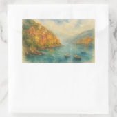 Sticker Rectangulaire Aquarelle du village balnéaire - Port de Cliffside (Sac)