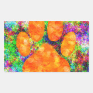 Sticker Rectangulaire Aquarelle Empreinte de patte de chien