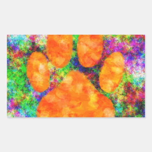 Sticker Rectangulaire Aquarelle Empreinte de patte de chien (Devant)