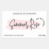 Sticker Rectangulaire Aquarelle féminine Élégante bougie rose Tin (Devant)