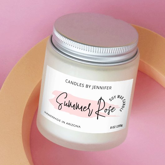 Sticker Rectangulaire Aquarelle féminine Élégante bougie rose Tin