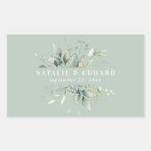 Sticker Rectangulaire Aquarelle feuillage mariage faveur rectangulaire (Devant)