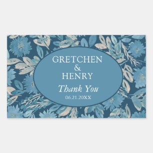 Sticker Rectangulaire Aquarelle fleurie Peinture Enregistrer la date