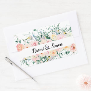 Sticker Rectangulaire Aquarelle Floral Bride Mariage de chambre