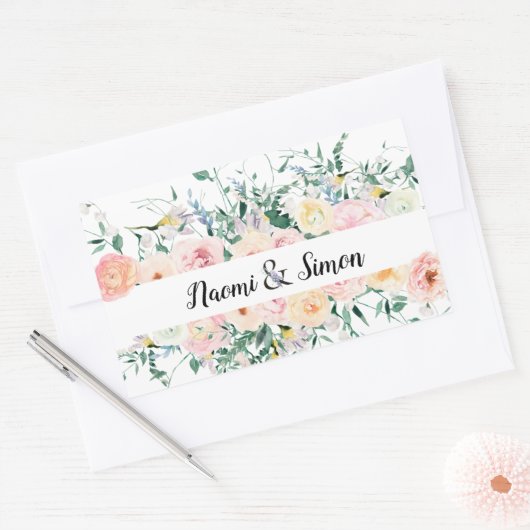 Sticker Rectangulaire Aquarelle Floral Bride Mariage de chambre (Enveloppe)