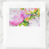 Sticker Rectangulaire Aquarelle florale classique et élégante de pivoine (Sac)