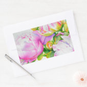Sticker Rectangulaire Aquarelle florale classique et élégante de pivoine (Enveloppe)