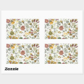 Sticker Rectangulaire Aquarelle Florale Fleurs d'abeille Élégante Modern (Feuille)