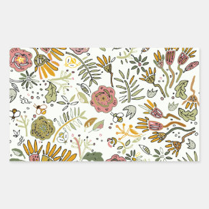 Sticker Rectangulaire Aquarelle Florale Fleurs d'abeille Élégante Modern