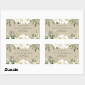 Sticker Rectangulaire Aquarelle Florale Noël Adresse de retour (Feuille)