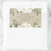 Sticker Rectangulaire Aquarelle Florale Noël Adresse de retour (Sac)