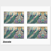 Sticker Rectangulaire Aquarelle florale Peacock (Feuille)