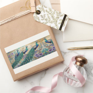 Sticker Rectangulaire Aquarelle florale Peacock