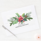 Sticker Rectangulaire Aquarelle Holly Pine & Berry | Enveloppe de vacanc (Enveloppe)
