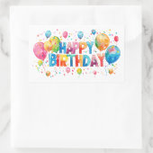 Sticker Rectangulaire Aquarelle Joyeux anniversaire (Sac)