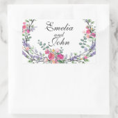 Sticker Rectangulaire Aquarelle Lavande rose Rose sauvage et Eucalyptus (Sac)